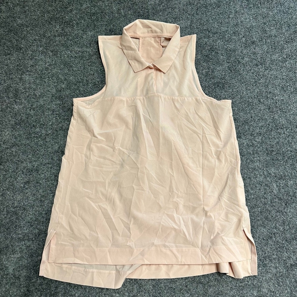 Nike Top Womens Size S Peach Pink Mesh Back Sleeveless Golf Athletic Polo Shirt